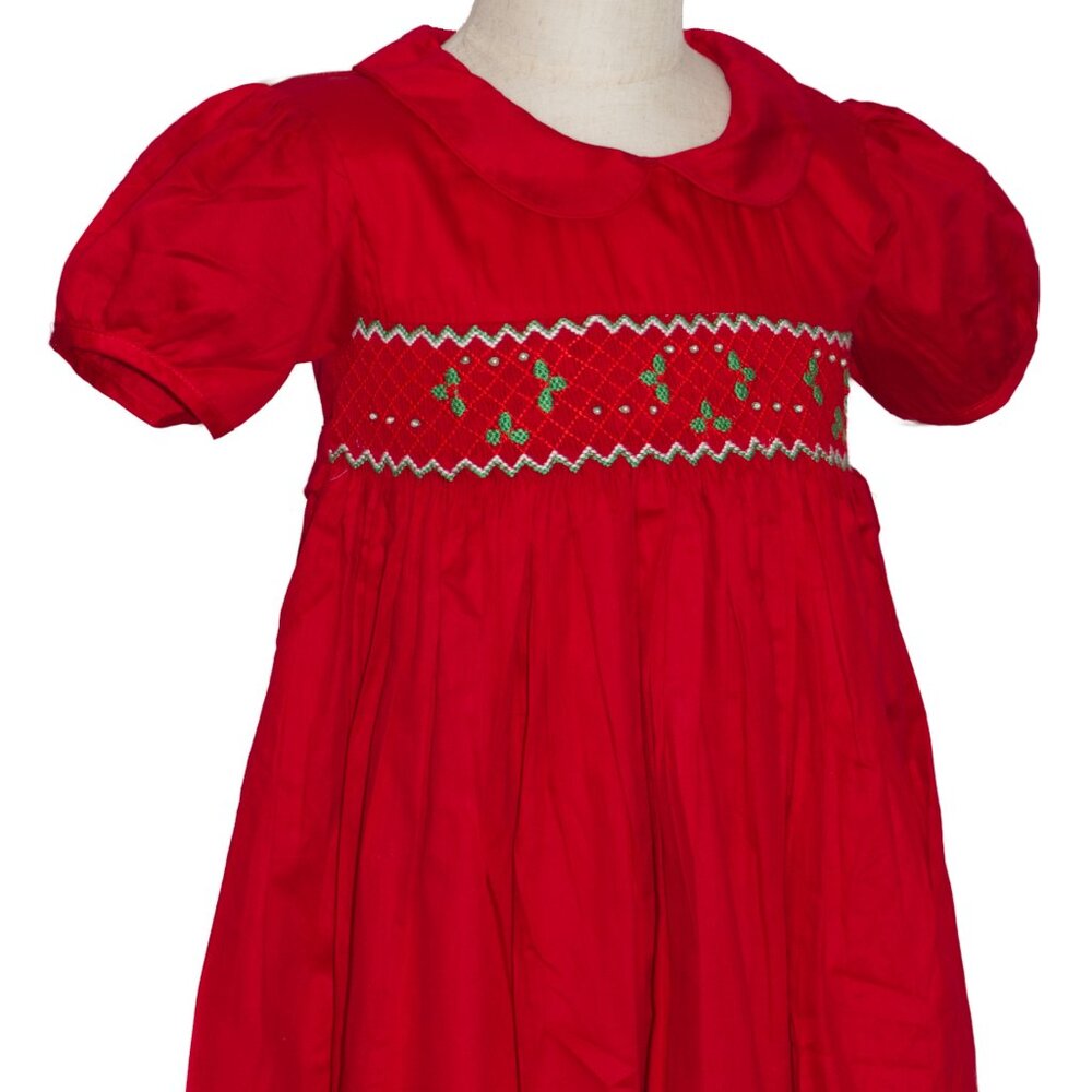 Holly Berry Smocked Dress-Christmas Holiday Collections - Picture 5 of 5